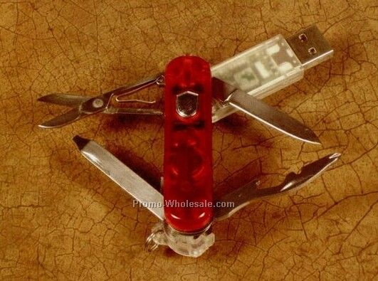 Swiss Knife & Scissors W/ V2.0 USB Flash Drive 64 Mb Memory
