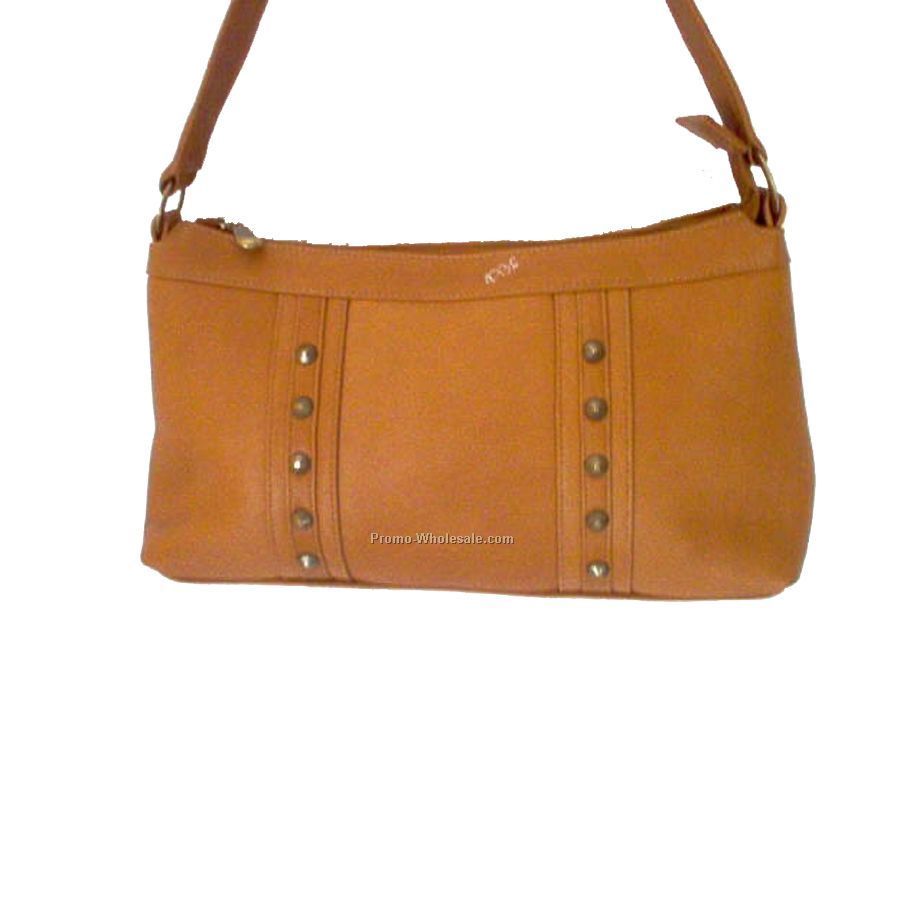 Top Zip Studded Shoulder Bag