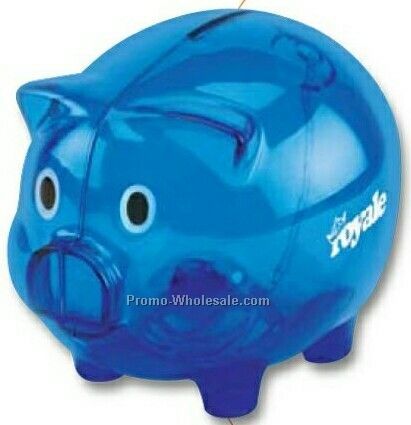 Valumark Large Transparent Blue Piggy Bank 4-3/4"x3-3/4"x3-7/16"
