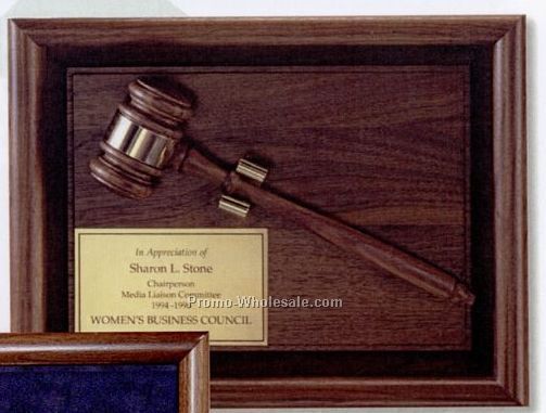 Walnut Shadow Box Award W/ Walnut Gavel (10"x13")