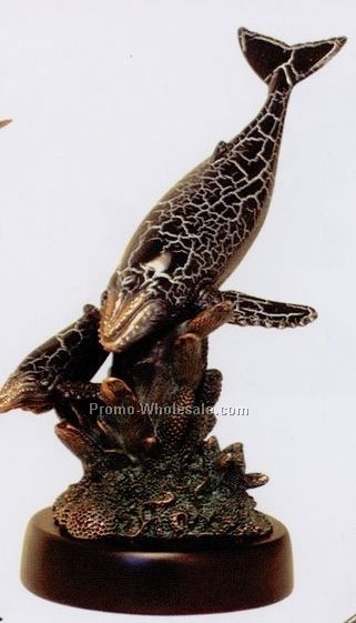 Whale Figurine W/Copper Crack Finish(8"x7-1/2")