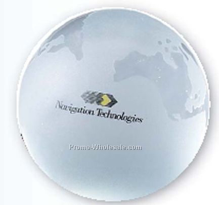 White Frosted Glass World Globe Paperweight (Blank)