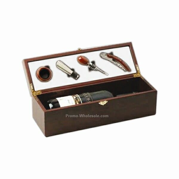 Wine Set W/ Bottle Space In Wooden Box