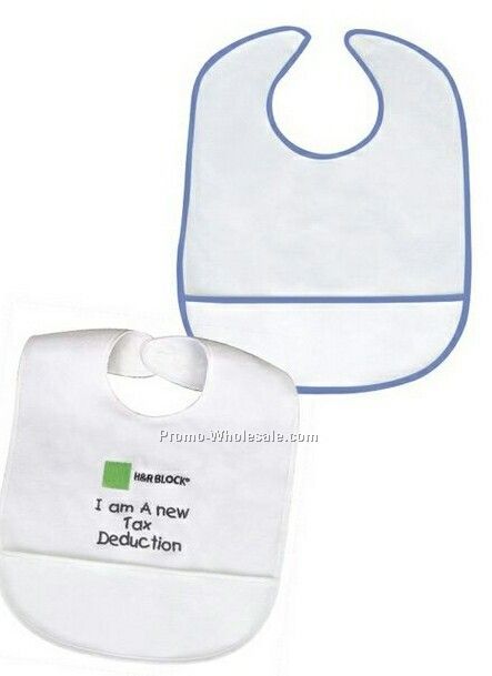 10"x14" Baby Bib W/ Terry Cotton Front Pocket & Pu Backing