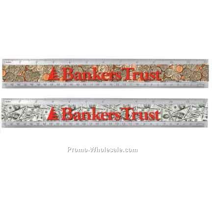 12" Acrylic Ruler; 3d Lenticular; Dollars And Cents Image - Stock, Custom