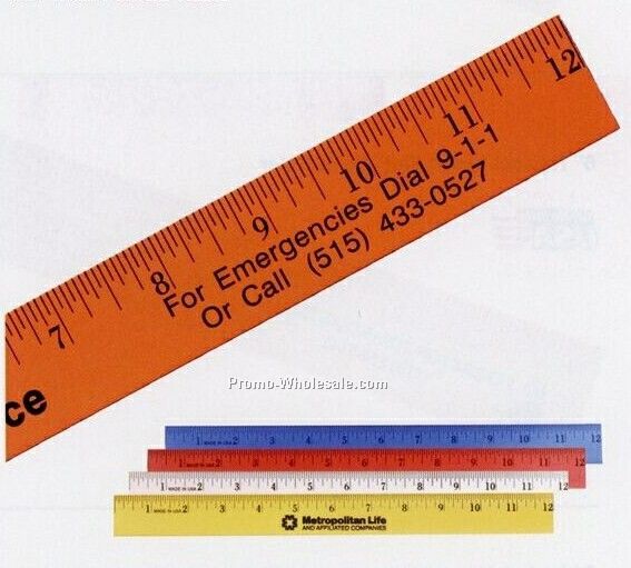 12" Flat Plastic Ruler - Standard Delivery