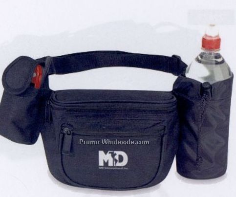 13"x5-1/2"x2-1/2" Poly Fanny Pack With Bottle Holder & Phone Pouch