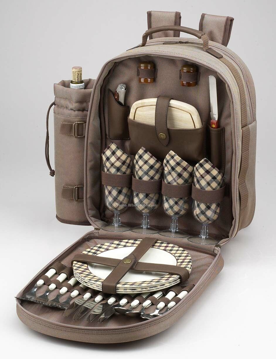 15"x16"x6.5" Picnic Backpack Cooler For Four