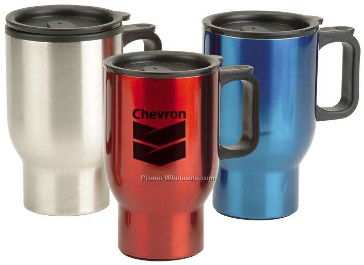 16 Oz. Non Skid Base Travel Mug With Handle