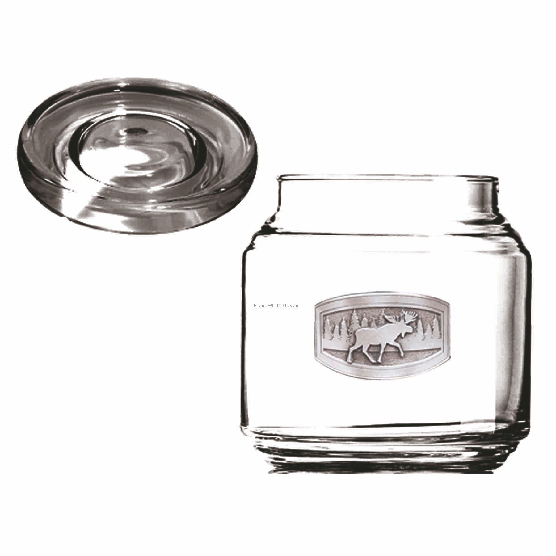 16 Oz. Optical Crystal Candy Jar (Pewter Emblem)