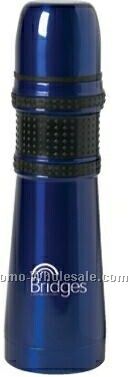 18 Oz. Metallic Blue Rubberized Grip Flask