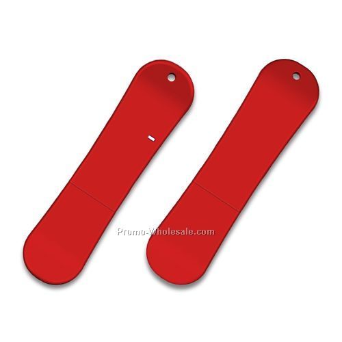 1gb USB 2.0 Snowboard Flash Drive - Rubber Coated Red