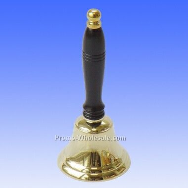 2 3/8" Brass Bell With Wooden Handle (Engraved)