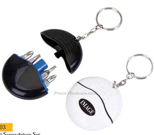 2"x5/8" Keychain W/ Mini Screwdriver Set