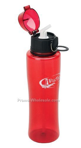 24 Oz. Flip Lid/ Straw Water Bottle