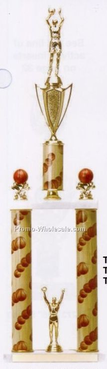 28-1/2" 2 Tier Sports Column Trophy (Basketball)