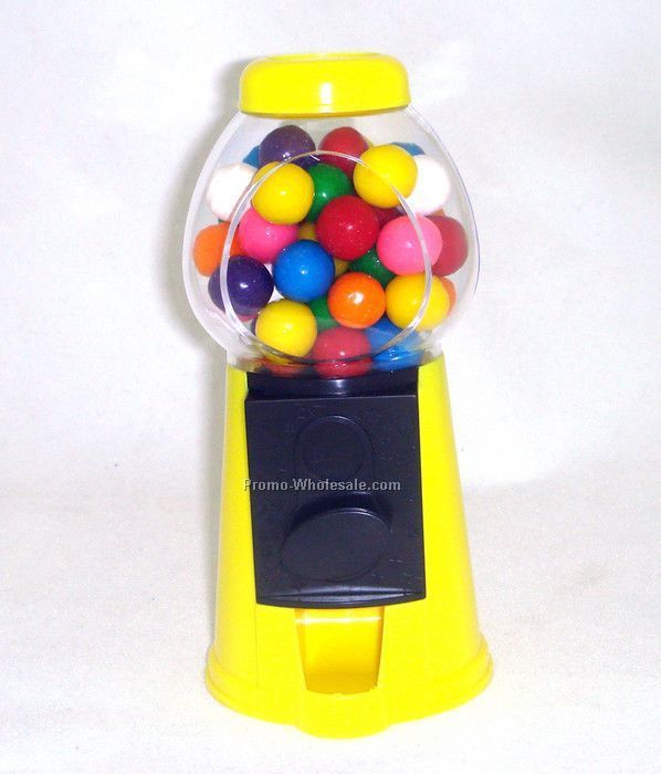 3-1/2"x3-1/2"x6" Yellow Gumball- Candy Dispenser Machine