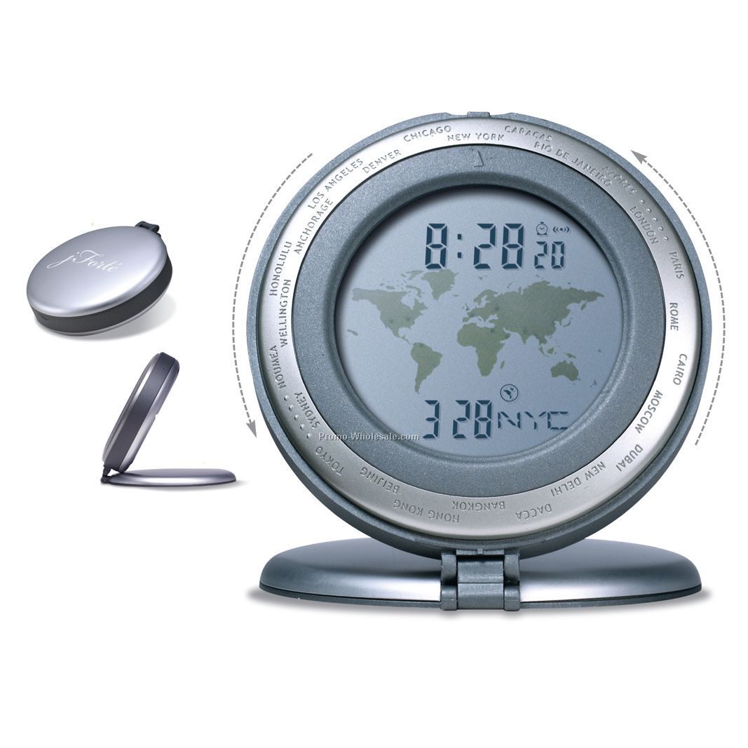 3-1/8"x3/4" World Time Travel Alarm Clock