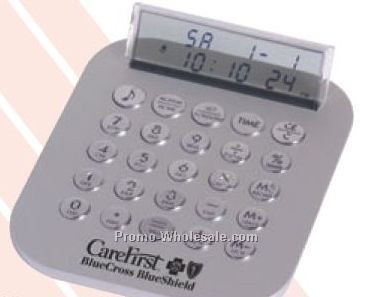 3-3/4"x4-1/2"x1-1/4" Metallic Calculator Travel Clock