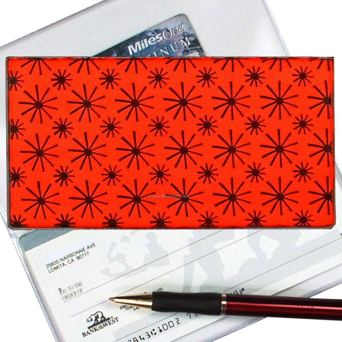 3-3/8"x6-3/8" 3d Lenticular Checkbook Cover - Stock / Stars - Red