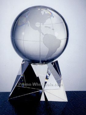 Small Longitude & Latitude World Globe W/ Triangle Base
