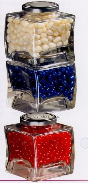 3"x3"x3-1/2" 6 Oz. Chocolate-covered Almonds In Stackable Square Glass Jars