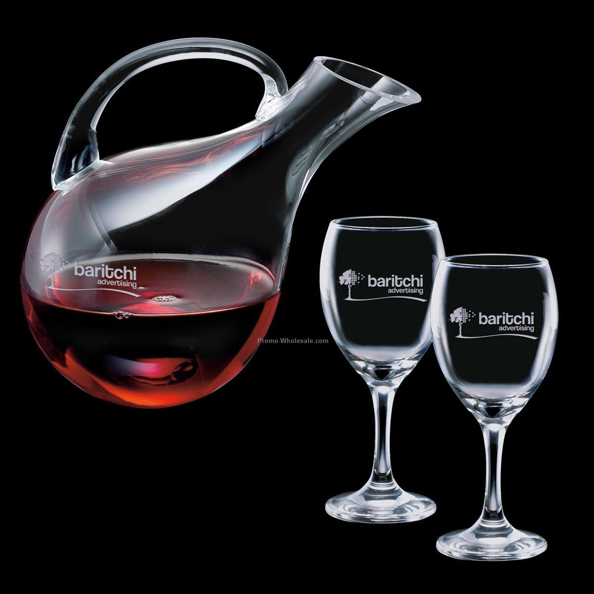 33 Oz. Ashwood Carafe And 2 Wine Glasses