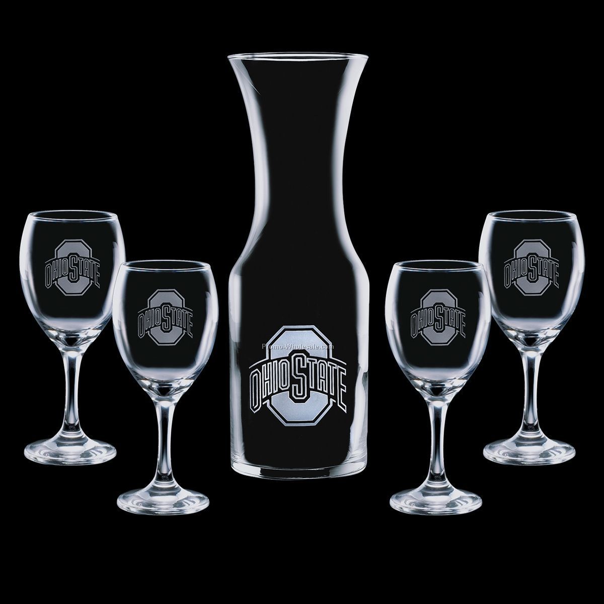 33 Oz. Large Stanton Wine Carafe & 4 Wine Glasses