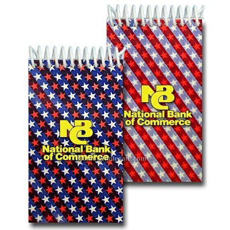 3d Lenticular Mini Notebook - Stock; Animated Stars And Stripes; Imprinted