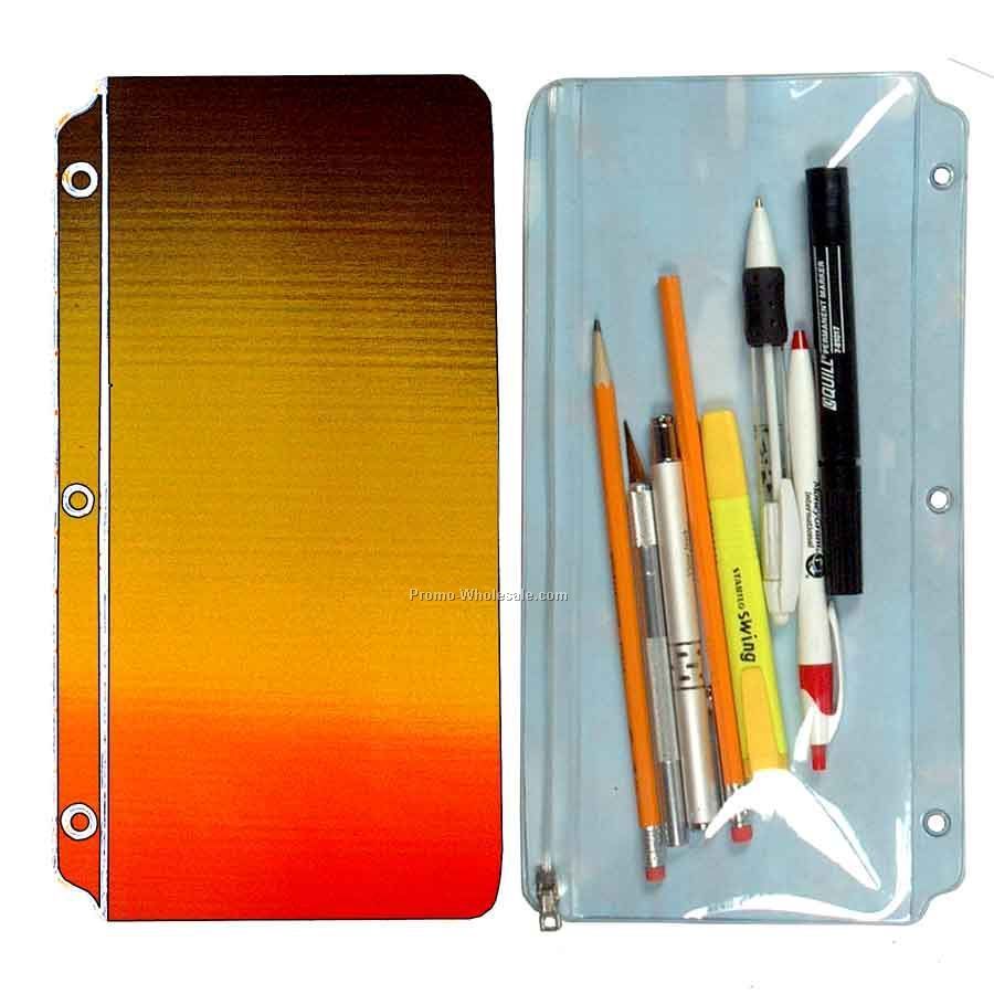 3d Lenticular Pencil Pouch - Stock / Brown Yellow Orange
