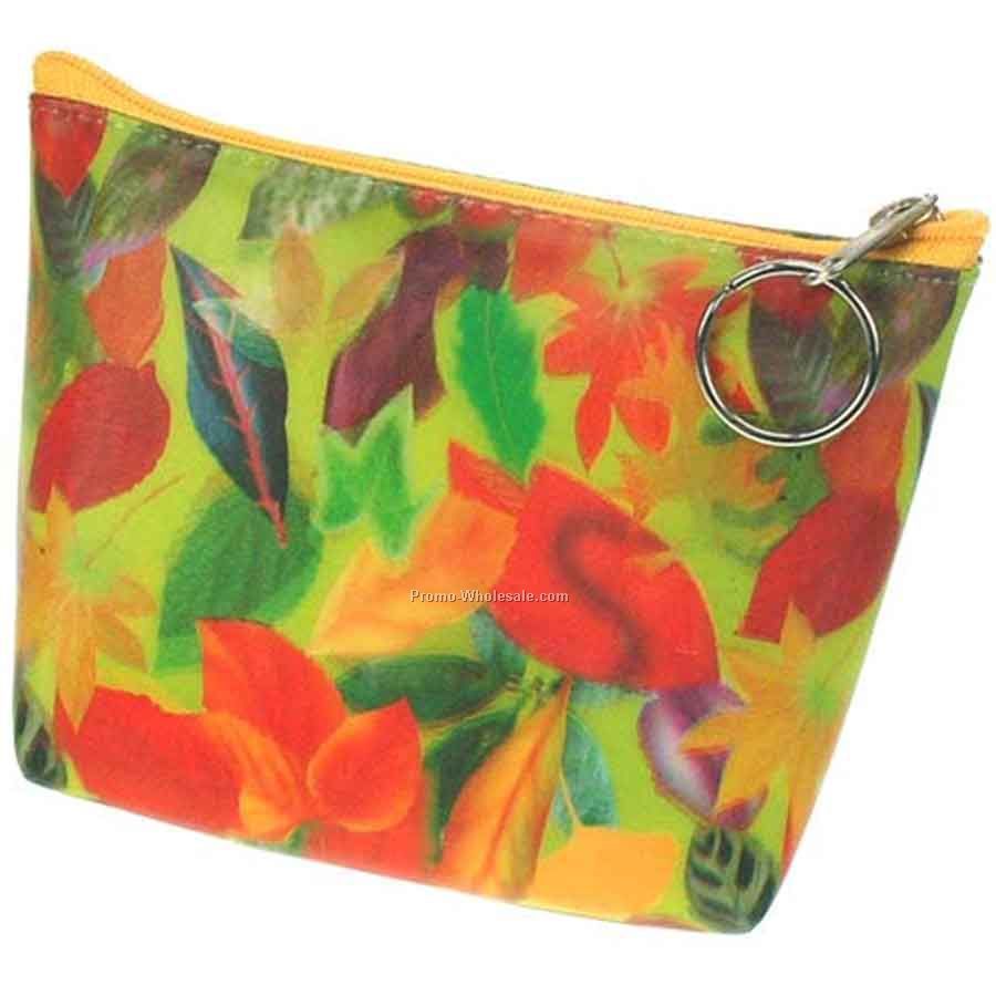 3d Lenticular Purse With Key Ring - Pavia - Stock / Leaves