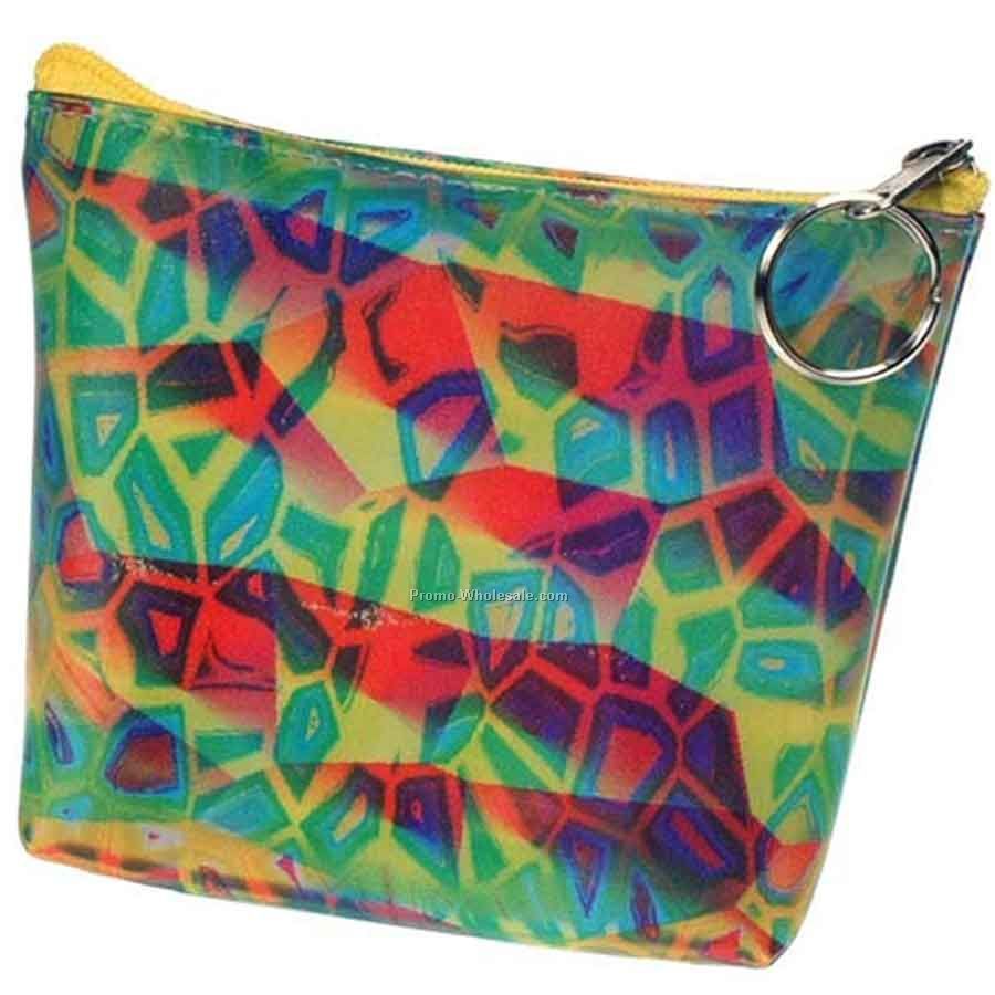 3d Lenticular Purse With Key Ring - Pavia - Stock / Tropical Colors