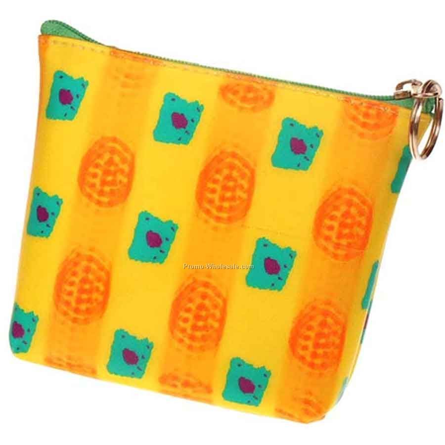 3d Lenticular Purse With Key Ring - Pavia - Stock / Yellow Green Orange
