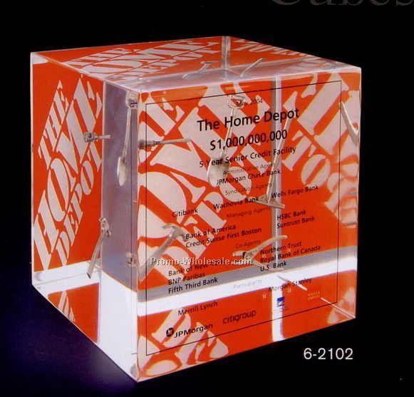 4"x4"x4" Acrylic Cube Paper Weight Award