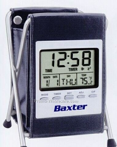 4"x4"x5-3/4" Pen Holder With Lcd Alarm Clock