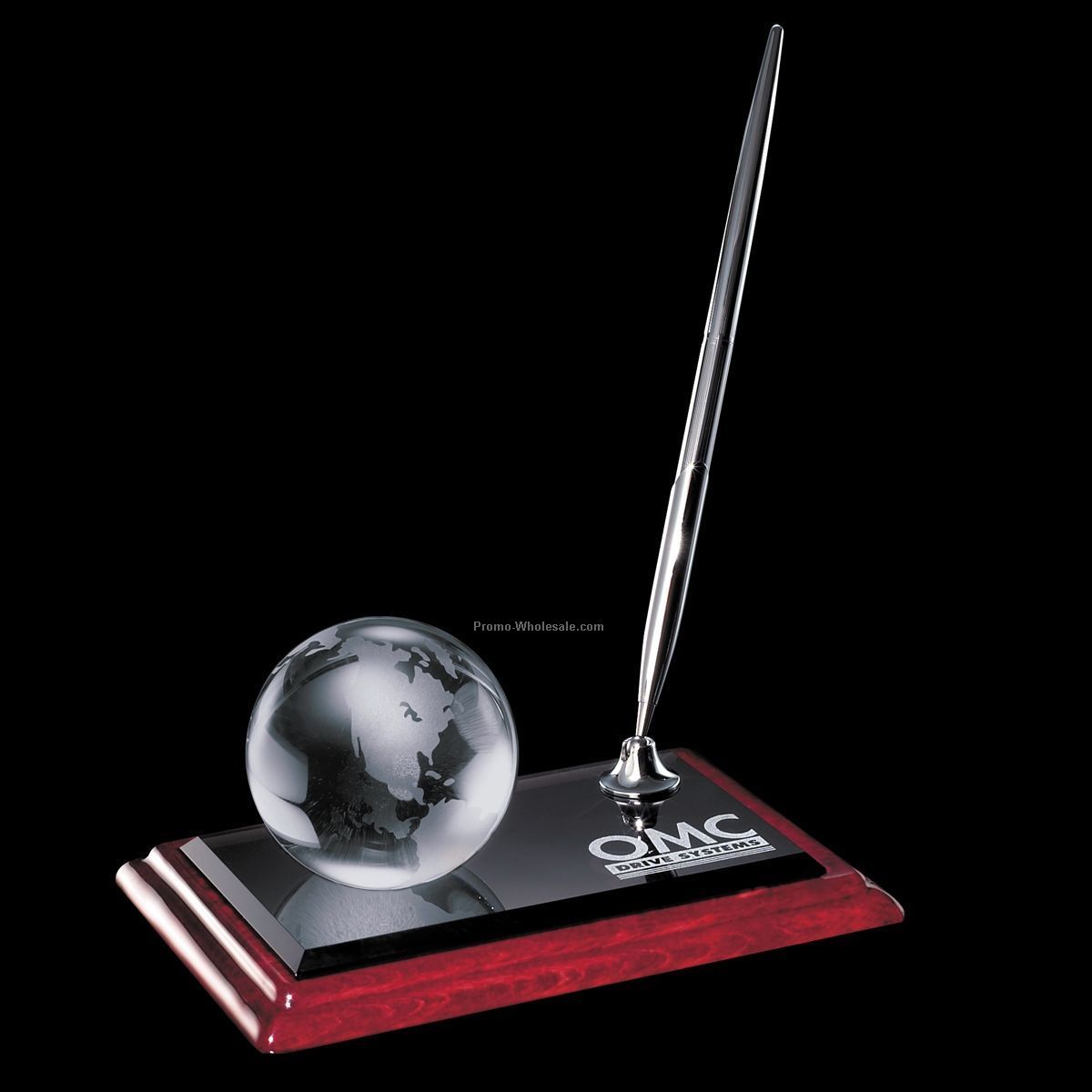 4"x7" Crystal Globe Pen Set