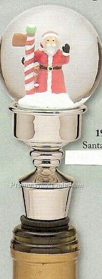 5" Santa Snow-globe Bottle Stopper