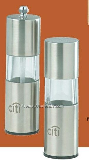 5" Stainless Steel & Acrylic Grinder & Salt Shaker