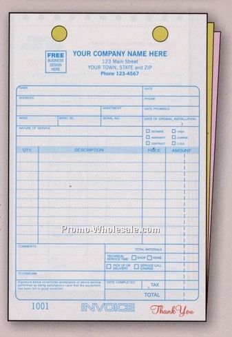 5-1/2"x8-1/2" 2 Part Service Register Form