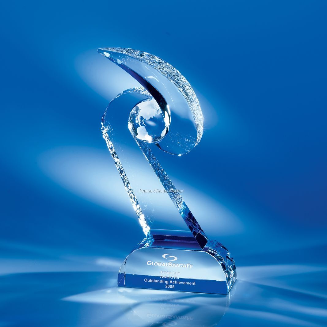 5"x10-3/8"x2-1/2" Spiral Galaxy Crystal Globe Award