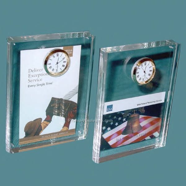 5"x7"x1-1/2" Desktop Sandwichment 2 Part Clock Book Embedment