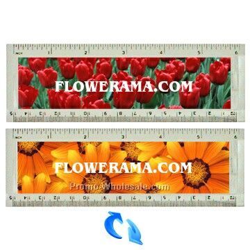 6" Acrylic Ruler; 3d Lenticular; Tulips / Flowers Image - Stock, Custom