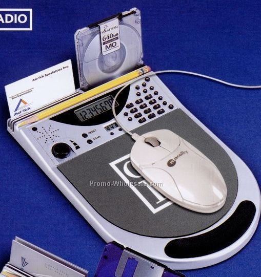 7-1/2"x11-1/4" FM Scan Radio Mouse Pad And Calculator