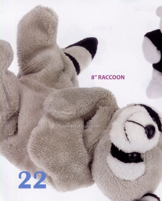 8" Laying Raccoon Beanie Animal