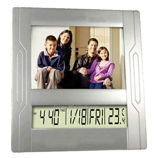 8"x7"x1/2" Picture Frame With Clock And Calendar