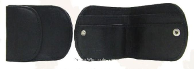8cmx9-1/2cmx2cm Black Lambskin Napa Bi-fold Wallet W/Change Purse