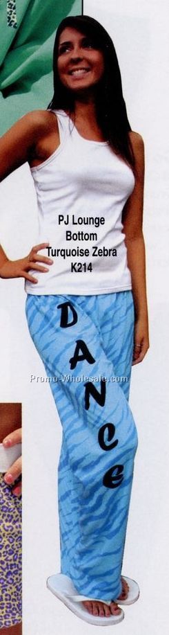 Adult Kashmere Pj/ Lounge Pants W/ Blue Green Cheetah Print (S-xl)