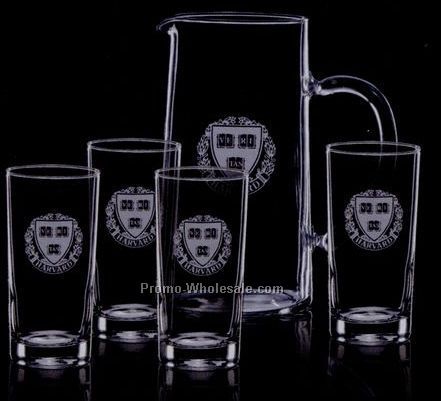 Aristocrat Pitcher & 4 Hiball Glasses