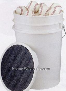 Baseball Bucket W/Padded Lid & 3 Dozen Baseballs