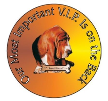 Basset Hound Round Hand Mirror W/ Full Mirror Back (2-1/2")